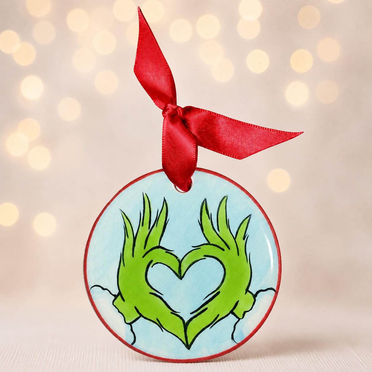 Grinch Heart Hands Ornament